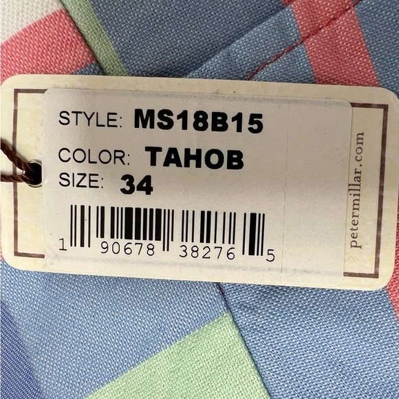 PETER MILLAR Stripe Flat Front Cotton Shorts Men's 34 NEW 539 - Picture 3 of 4